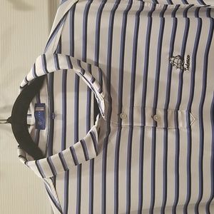 Tedesco Men's Striped Polo Shirt - Blue and White